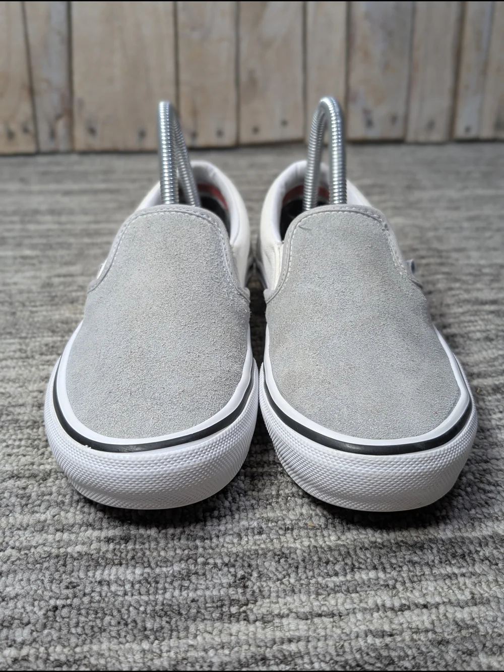 Vans Slip-Ons - Gray Suede & Ivory Canvas - Size 5.5Men/Youth/7 Women